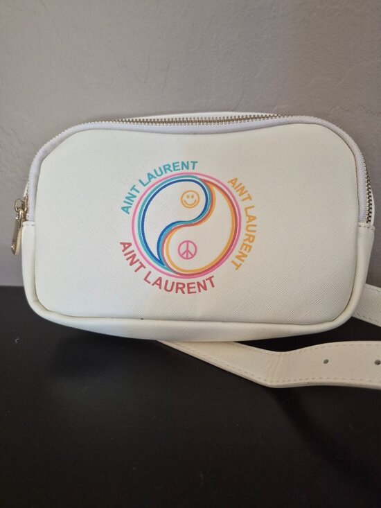 LA|TC Handbags - Aint Laurent White Crossbody Bag  Adjustable Strap Gold-Tone Hardware Yin-Yang